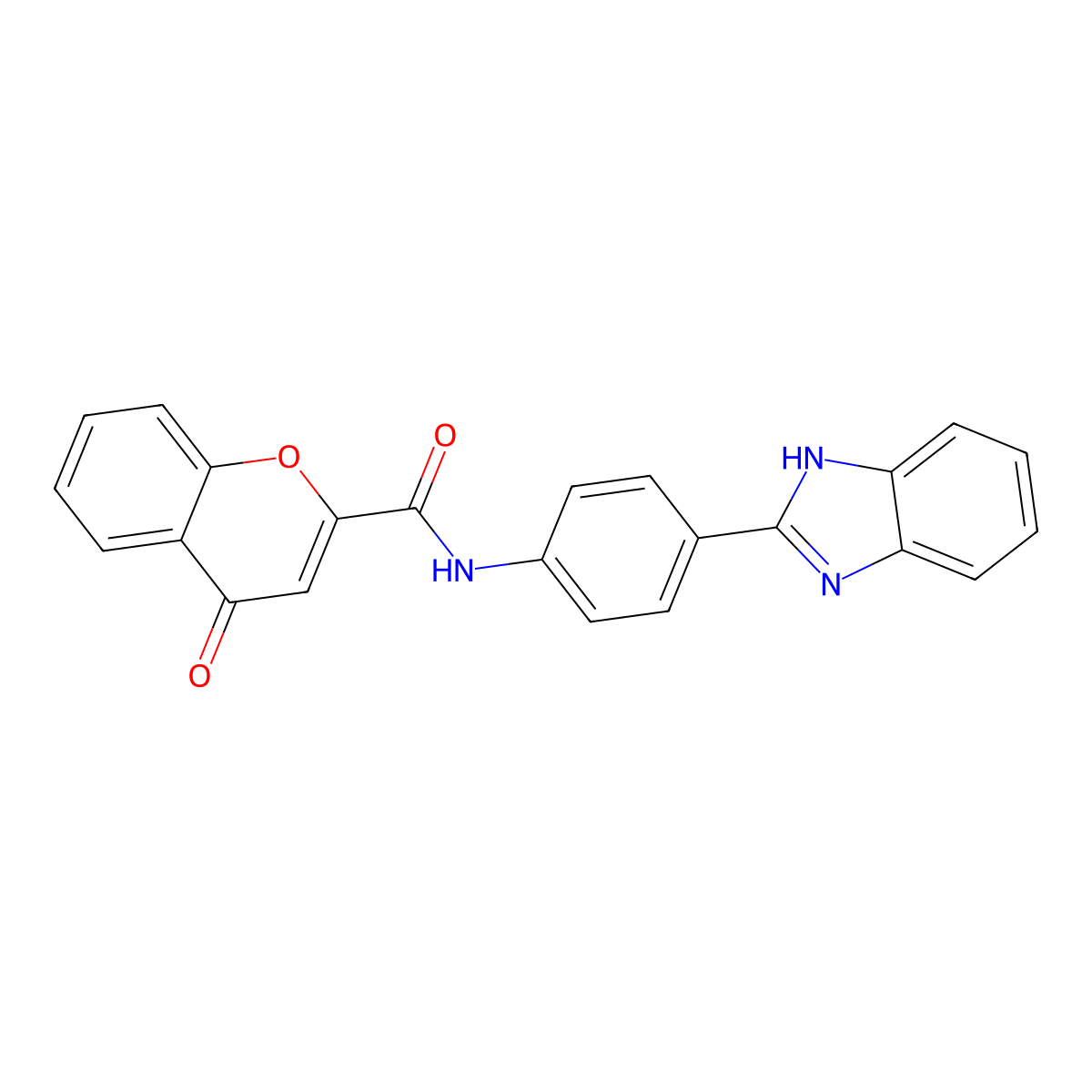 N-(4-(1H-benzo[d]imidazol-2-yl)phenyl)-4-oxo-4H-chromene-2-carboxamide molecular structure, CAS 394229-56-2