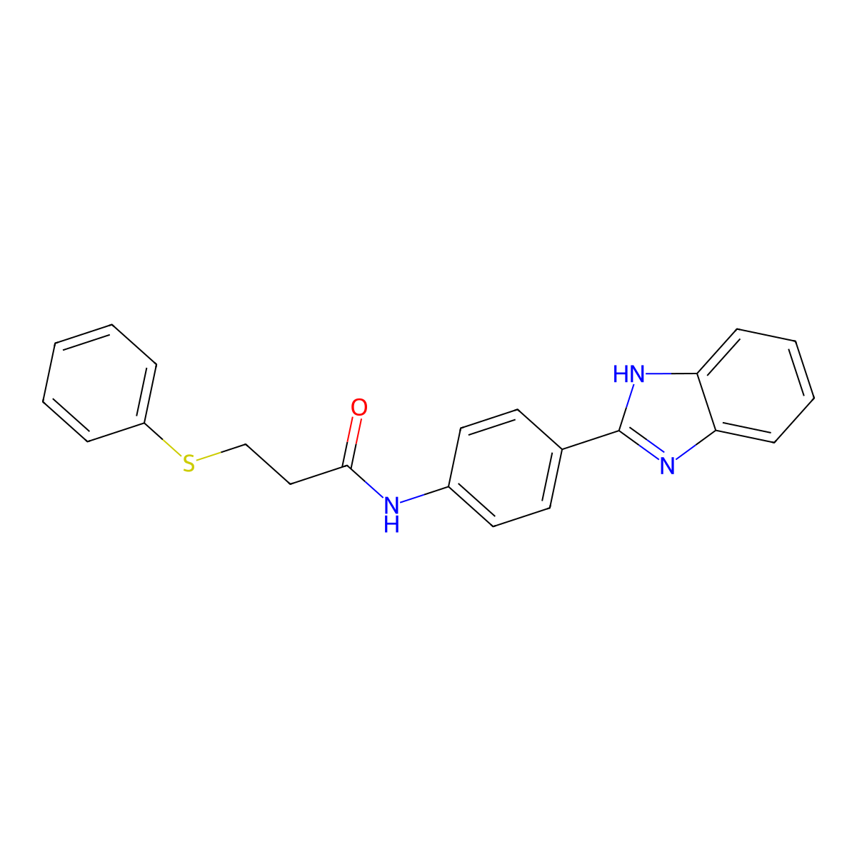 N-(4-(1H-benzo[d]imidazol-2-yl)phenyl)-3-(phenylthio)propanamide molecular structure, CAS 394229-59-5