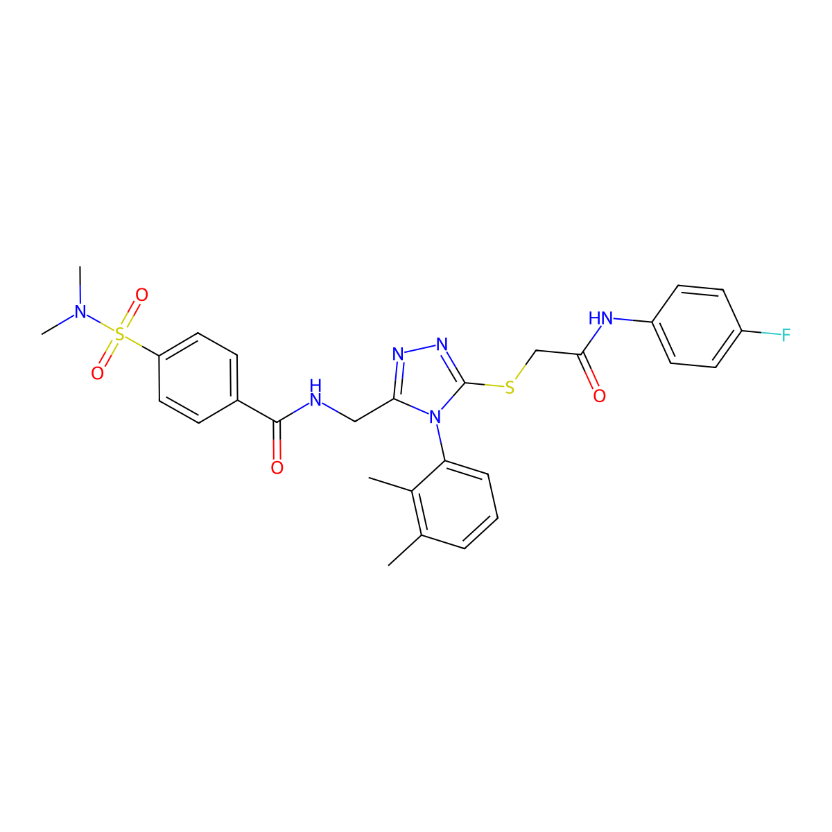 N-((4-(2,3-dimethylphenyl)-5-((2-((4-fluorophenyl)amino)-2-oxoethyl)thio)-4H-1,2,4-triazol-3-yl)methyl)-4-(N,N-dimethylsulfamoyl)benzamide molecular structure, CAS 394229-60-8