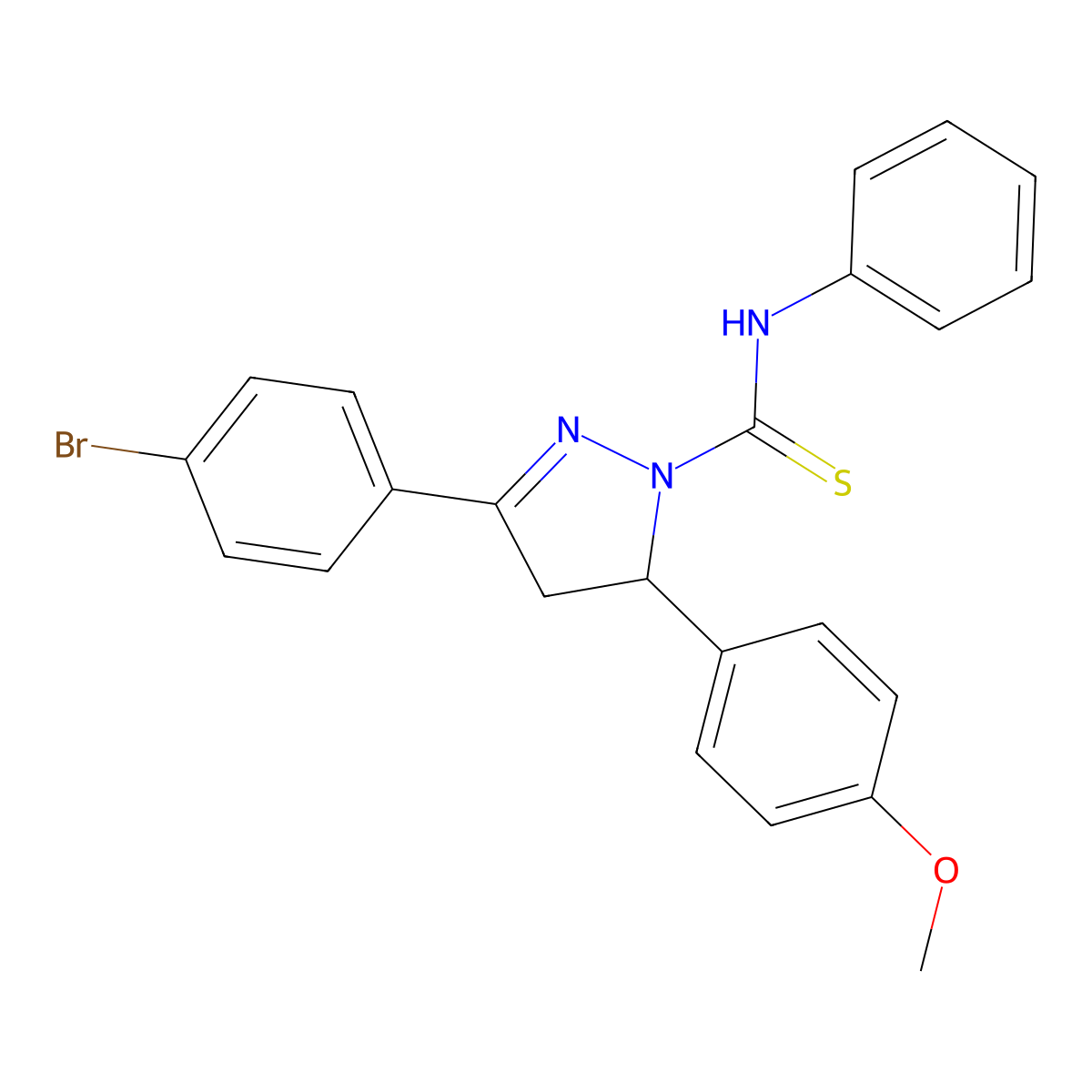 3-(4-bromophenyl)-5-(4-methoxyphenyl)-N-phenyl-4,5-dihydro-1H-pyrazole-1-carbothioamide molecular structure, CAS 394229-64-2