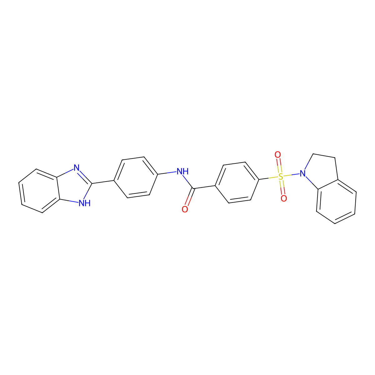 N-(4-(1H-benzo[d]imidazol-2-yl)phenyl)-4-(indolin-1-ylsulfonyl)benzamide molecular structure, CAS 394229-70-0
