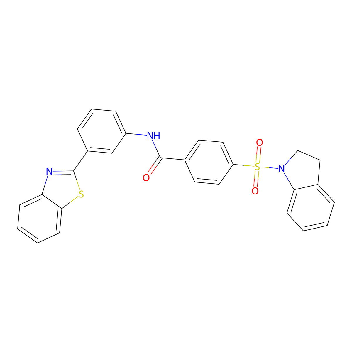 N-(3-(benzo[d]thiazol-2-yl)phenyl)-4-(indolin-1-ylsulfonyl)benzamide molecular structure, CAS 394230-05-8