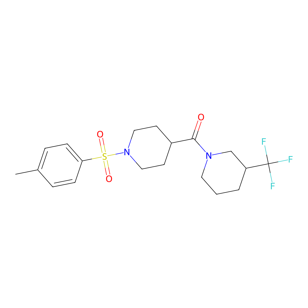 1-(4-Methylbenzenesulfonyl)-4-[3-(trifluoromethyl)piperidine-1-carbonyl]piperidine molecular structure, CAS 394230-33-2