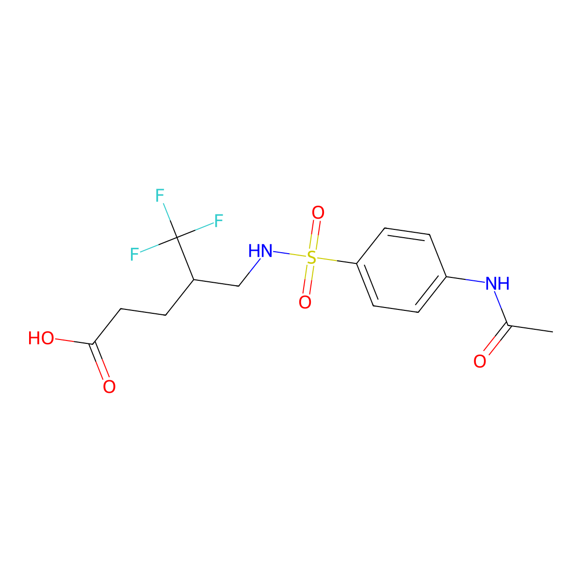 4-[(4-Acetamidobenzenesulfonamido)methyl]-5,5,5-trifluoropentanoic acid molecular structure, CAS 394230-59-2