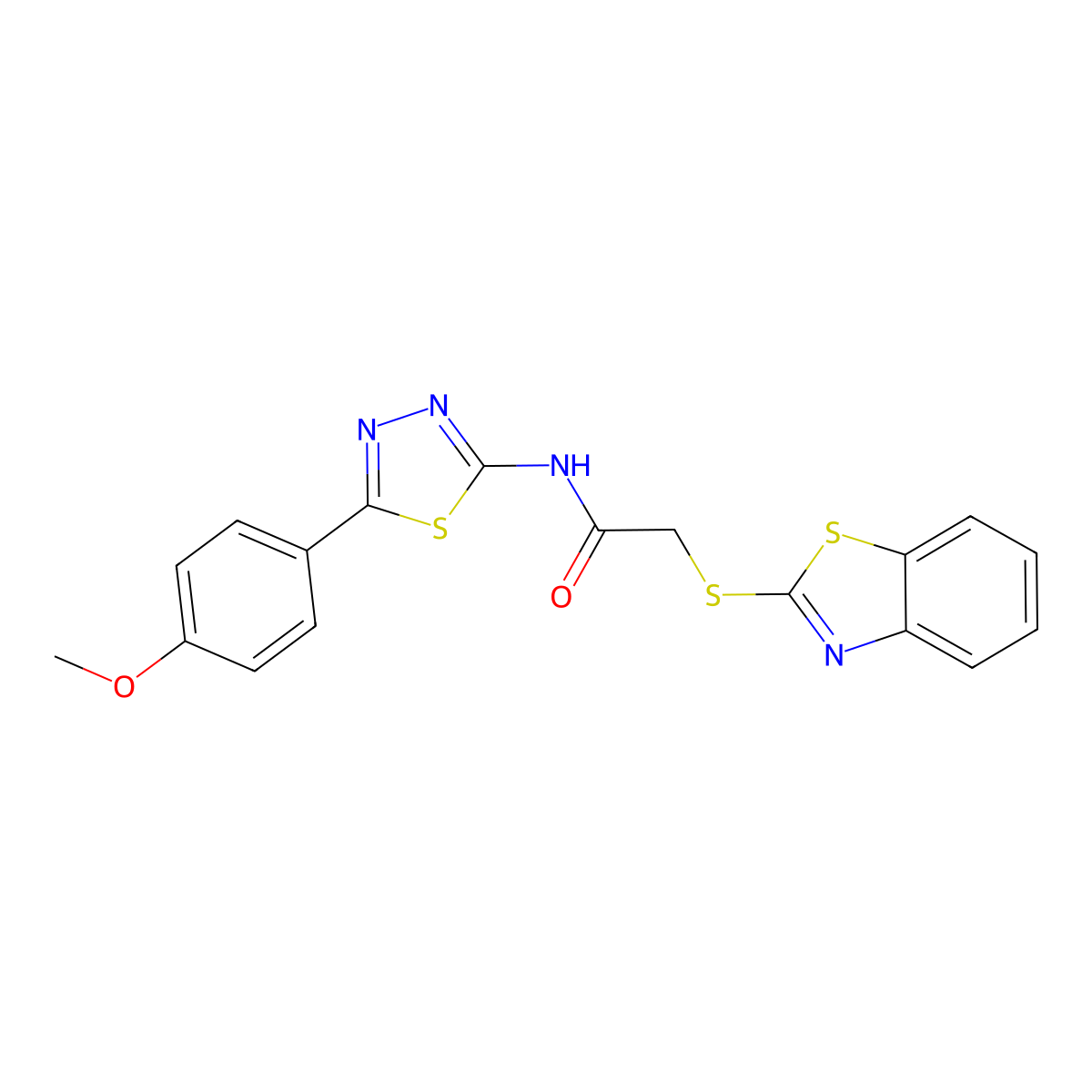 2-(1,3-benzothiazol-2-ylsulfanyl)-N-[5-(4-methoxyphenyl)-1,3,4-thiadiazol-2-yl]acetamide molecular structure, CAS 394232-06-5