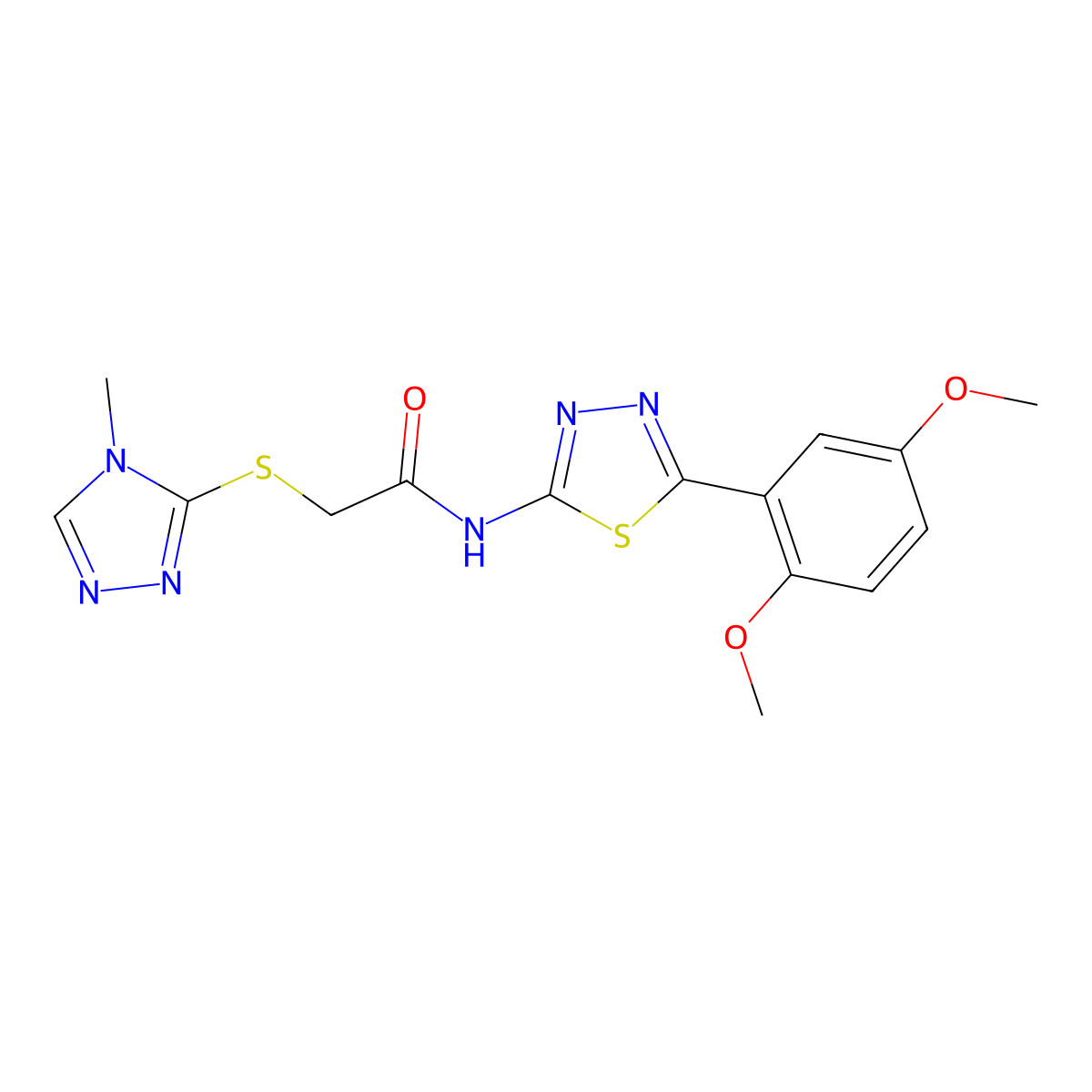 N-[5-(2,5-dimethoxyphenyl)-1,3,4-thiadiazol-2-yl]-2-[(4-methyl-1,2,4-triazol-3-yl)sulfanyl]acetamide molecular structure, CAS 394232-28-1