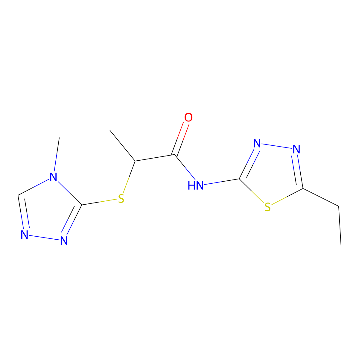 N-(5-ethyl-1,3,4-thiadiazol-2-yl)-2-[(4-methyl-1,2,4-triazol-3-yl)sulfanyl]propanamide molecular structure, CAS 394233-67-1