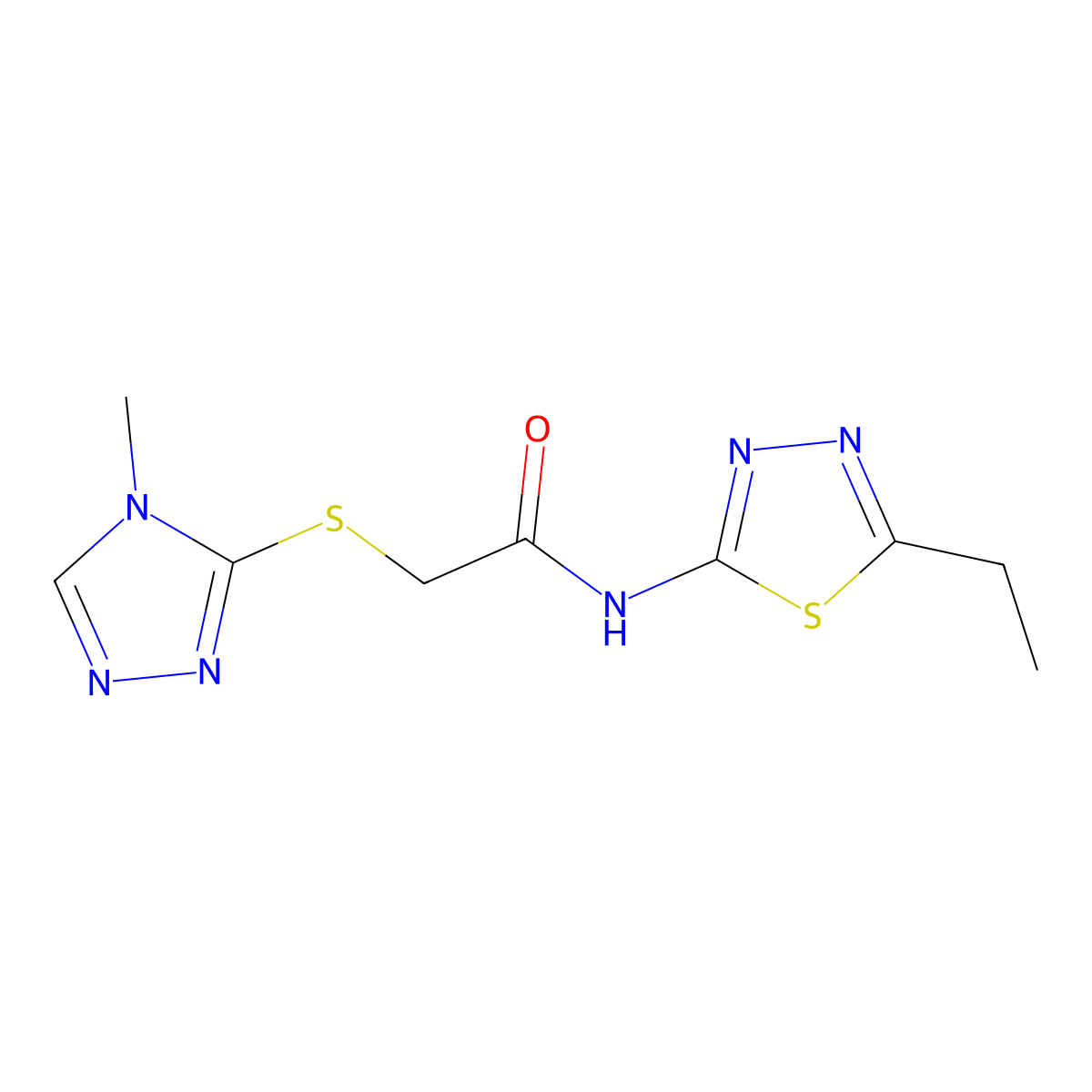 N-(5-ethyl-1,3,4-thiadiazol-2-yl)-2-[(4-methyl-1,2,4-triazol-3-yl)sulfanyl]acetamide molecular structure, CAS 394234-46-9