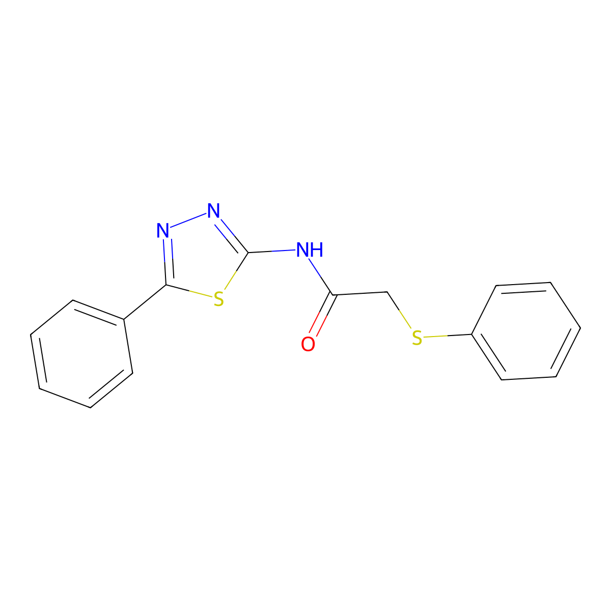 2-phenylsulfanyl-N-(5-phenyl-1,3,4-thiadiazol-2-yl)acetamide molecular structure, CAS 394234-63-0