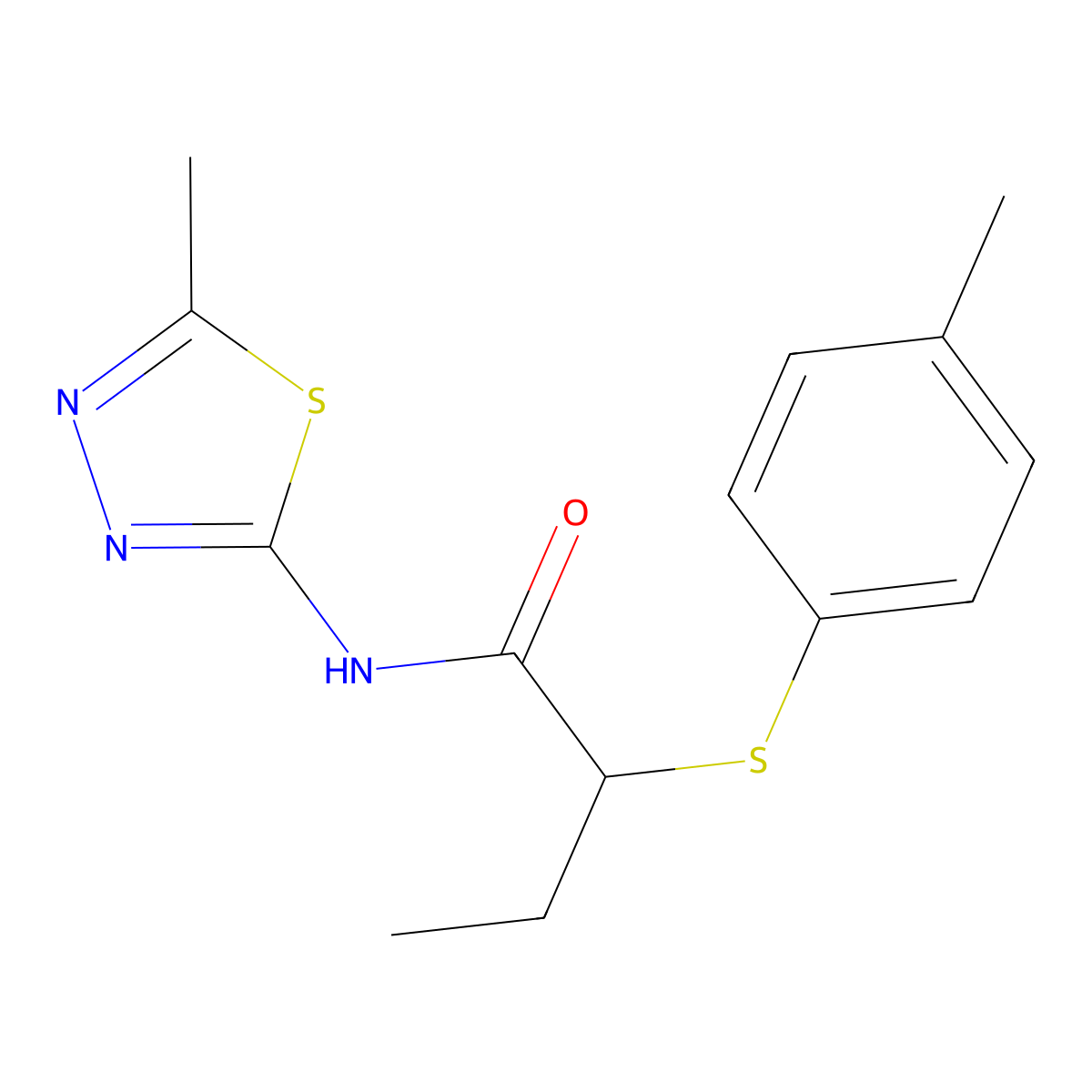 N-(5-methyl-1,3,4-thiadiazol-2-yl)-2-(p-tolylthio)butanamide molecular structure, CAS 394236-34-1