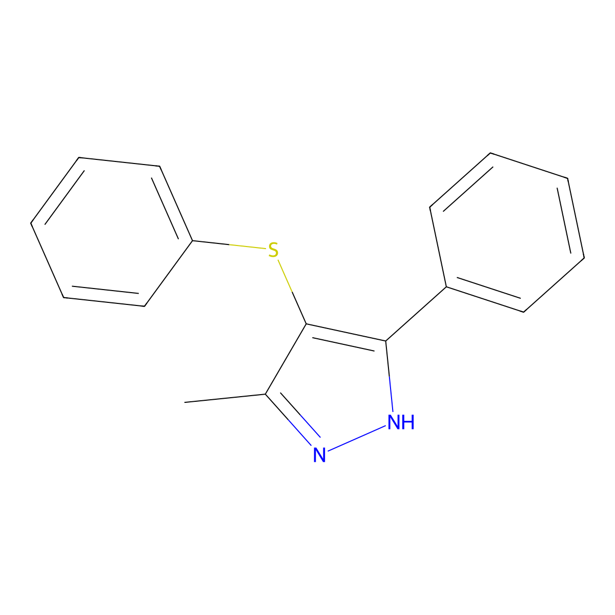 3-methyl-5-phenyl-4-(phenylthio)-1H-pyrazole molecular structure, CAS 394236-45-4