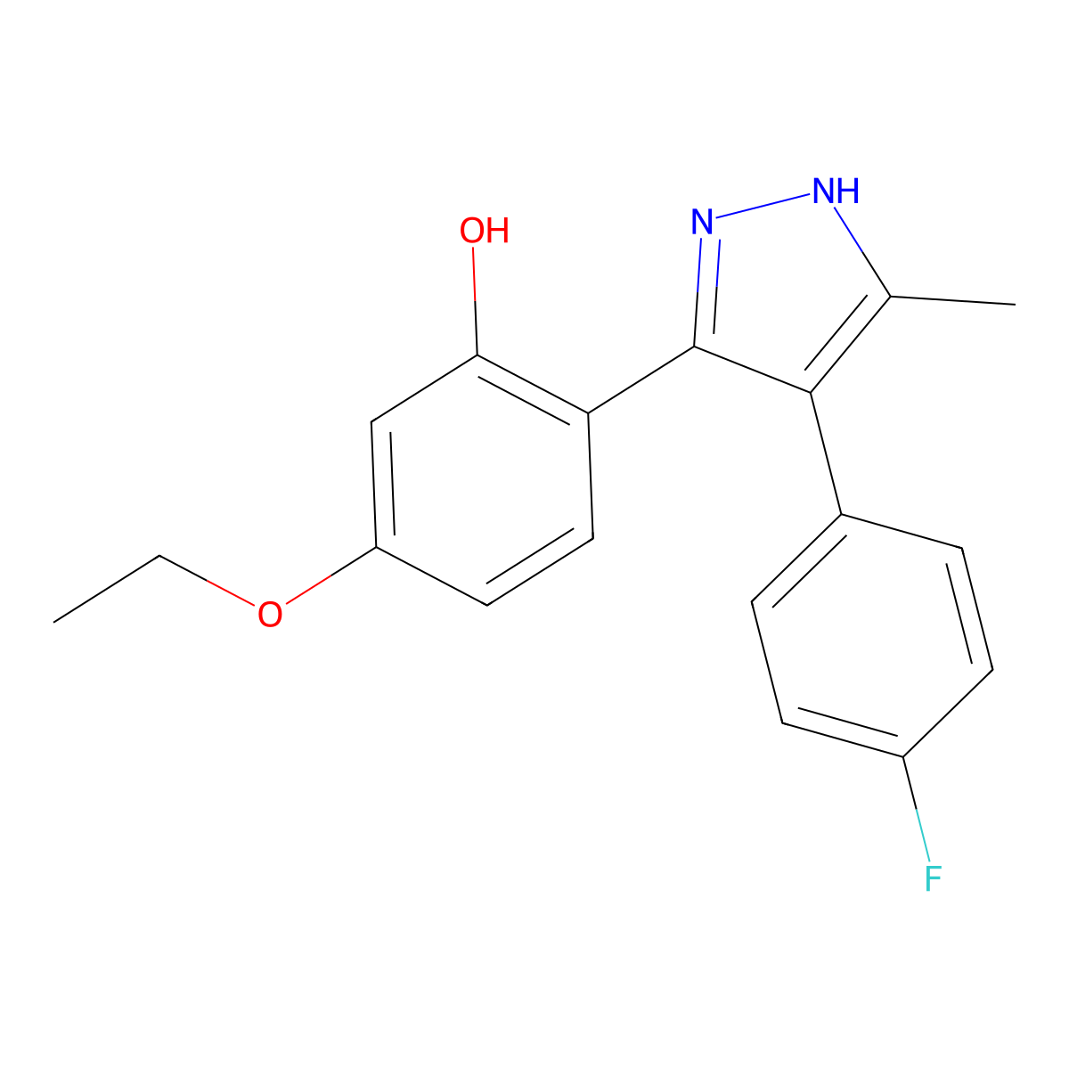 5-Ethoxy-2-(4-(4-fluorophenyl)-5-methyl-1H-pyrazol-3-YL)phenol molecular structure, CAS 394237-59-3