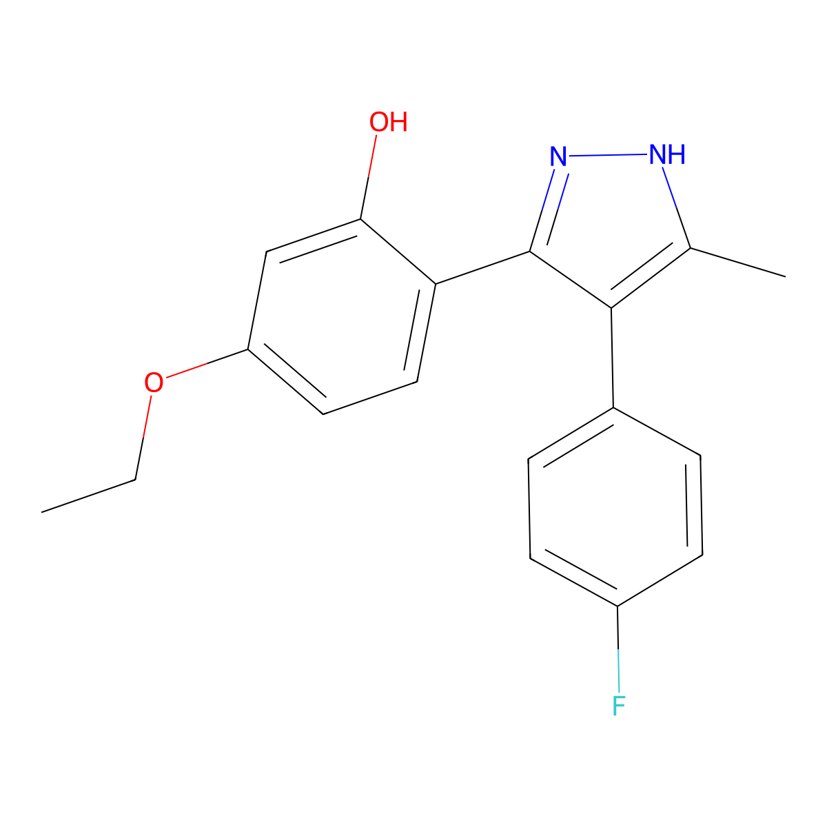 5-Ethoxy-2-(4-(4-fluorophenyl)-5-methyl-1H-pyrazol-3-YL)phenol molecular structure, CAS 394237-59-3