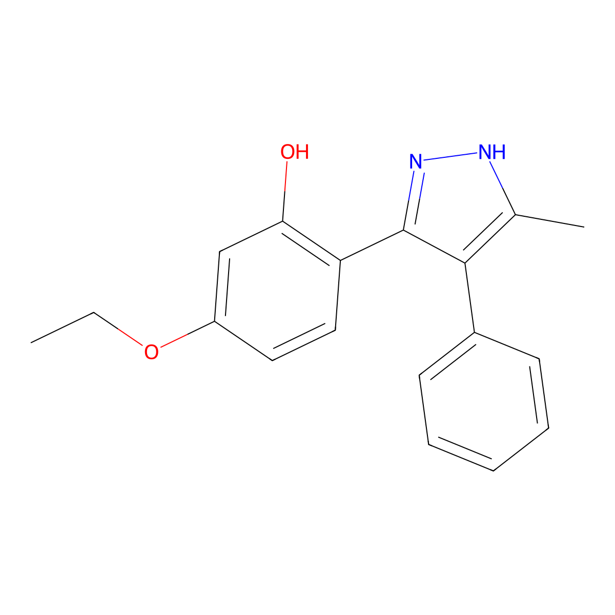 5-ethoxy-2-(5-methyl-4-phenyl-1H-pyrazol-3-yl)phenol molecular structure, CAS 394237-72-0