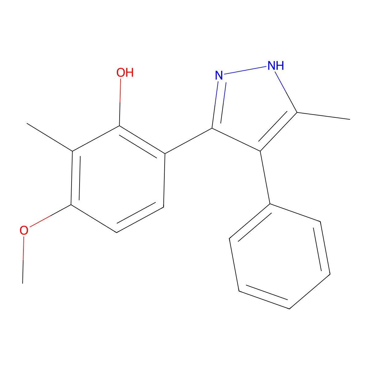 3-methoxy-2-methyl-6-(5-methyl-4-phenyl-1H-pyrazol-3-yl)phenol molecular structure, CAS 394237-86-6
