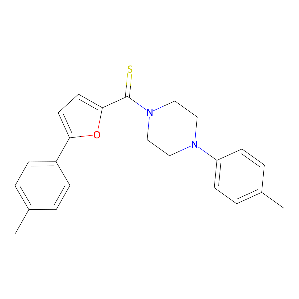 (5-(p-Tolyl)furan-2-yl)(4-(p-tolyl)piperazin-1-yl)methanethione molecular structure, CAS 394237-96-8