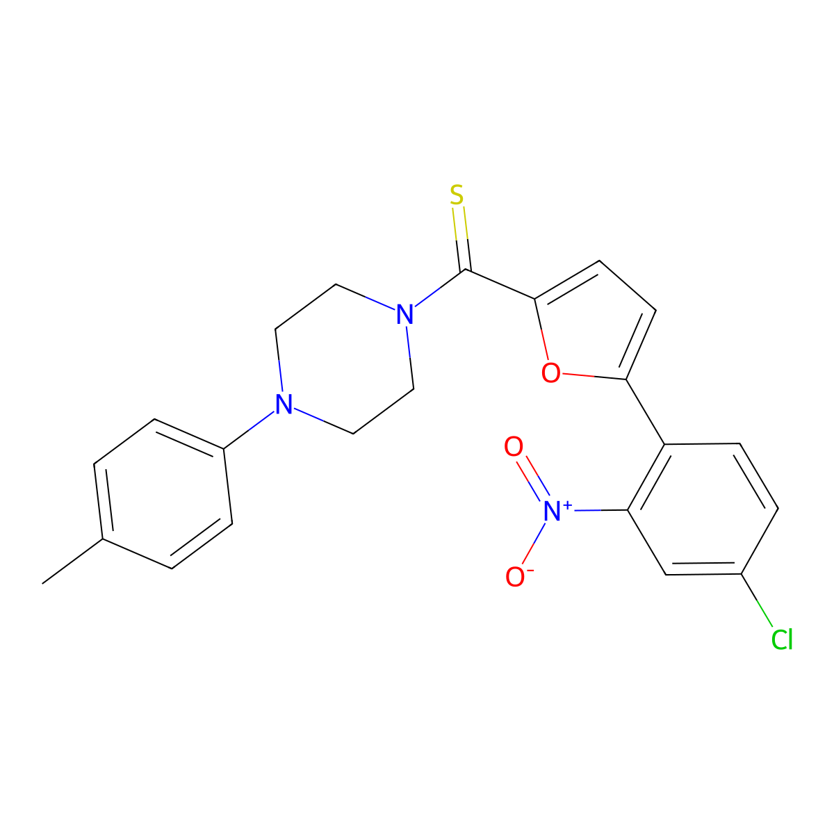 (5-(4-Chloro-2-nitrophenyl)furan-2-yl)(4-(p-tolyl)piperazin-1-yl)methanethione molecular structure, CAS 394238-09-6