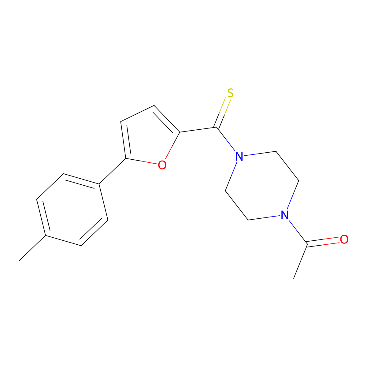 1-[4-[5-(4-Methylphenyl)furan-2-carbothioyl]piperazin-1-yl]ethanone molecular structure, CAS 394238-11-0
