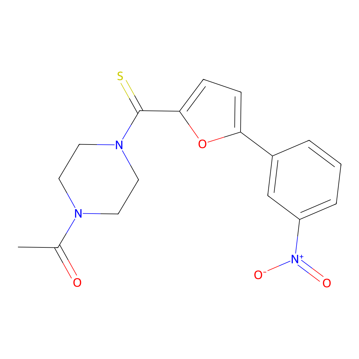 1-[4-[5-(3-Nitrophenyl)furan-2-carbothioyl]piperazin-1-yl]ethanone molecular structure, CAS 394238-15-4