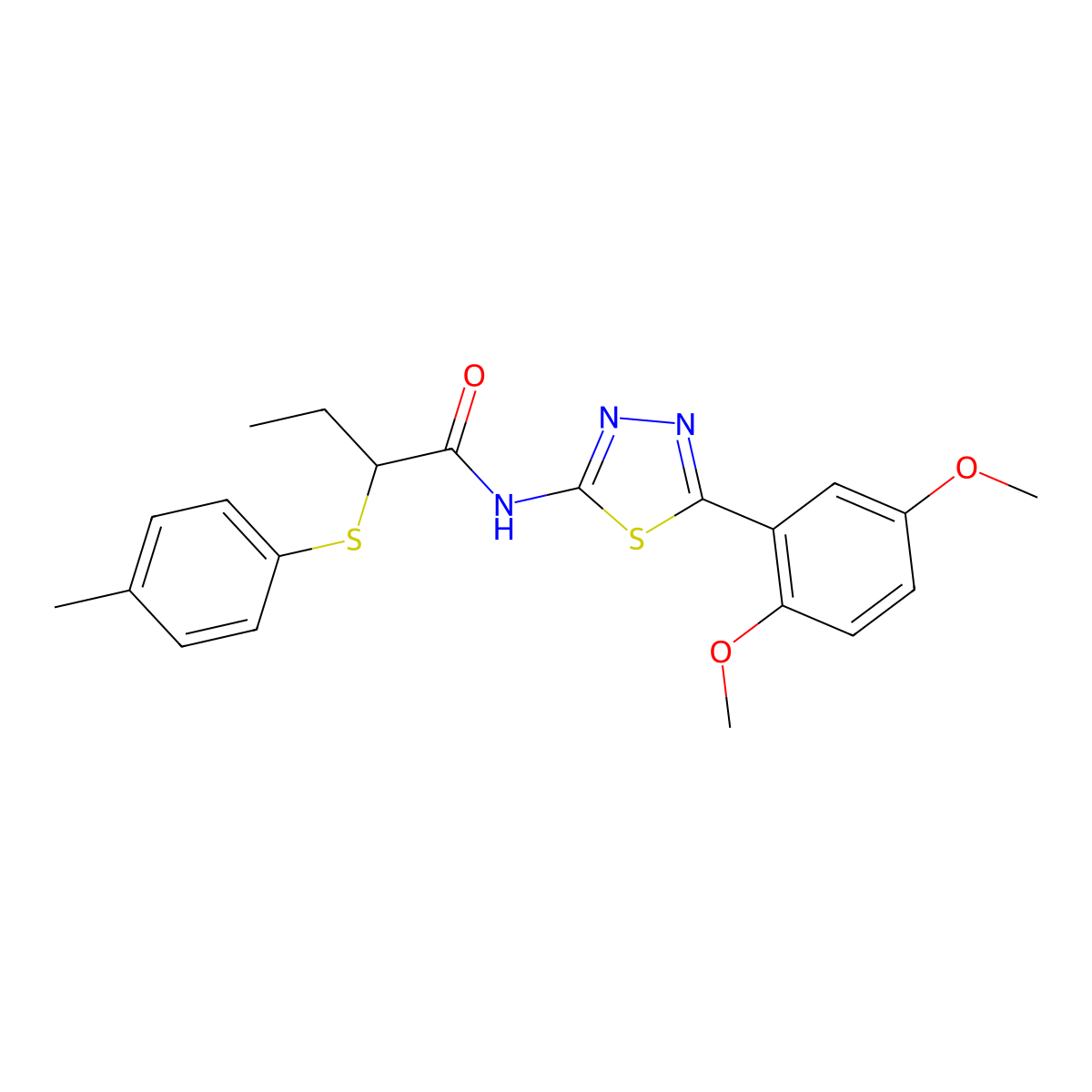 N-(5-(2,5-dimethoxyphenyl)-1,3,4-thiadiazol-2-yl)-2-(p-tolylthio)butanamide molecular structure, CAS 394238-46-1