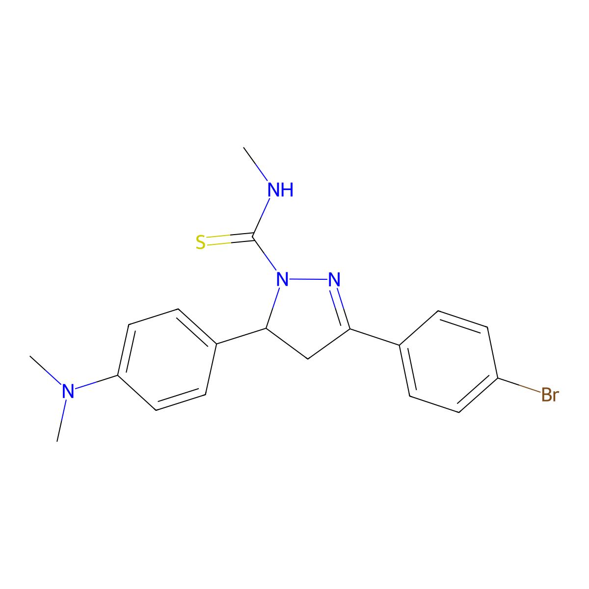 3-(4-bromophenyl)-5-[4-(dimethylamino)phenyl]-N-methyl-4,5-dihydro-1H-pyrazole-1-carbothioamide molecular structure, CAS 394239-10-2