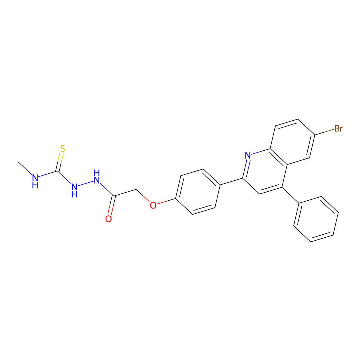 2-[4-(6-bromo-4-phenylquinolin-2-yl)phenoxy]-N-[(methylcarbamothioyl)amino]acetamide molecular structure, CAS 394239-50-0
