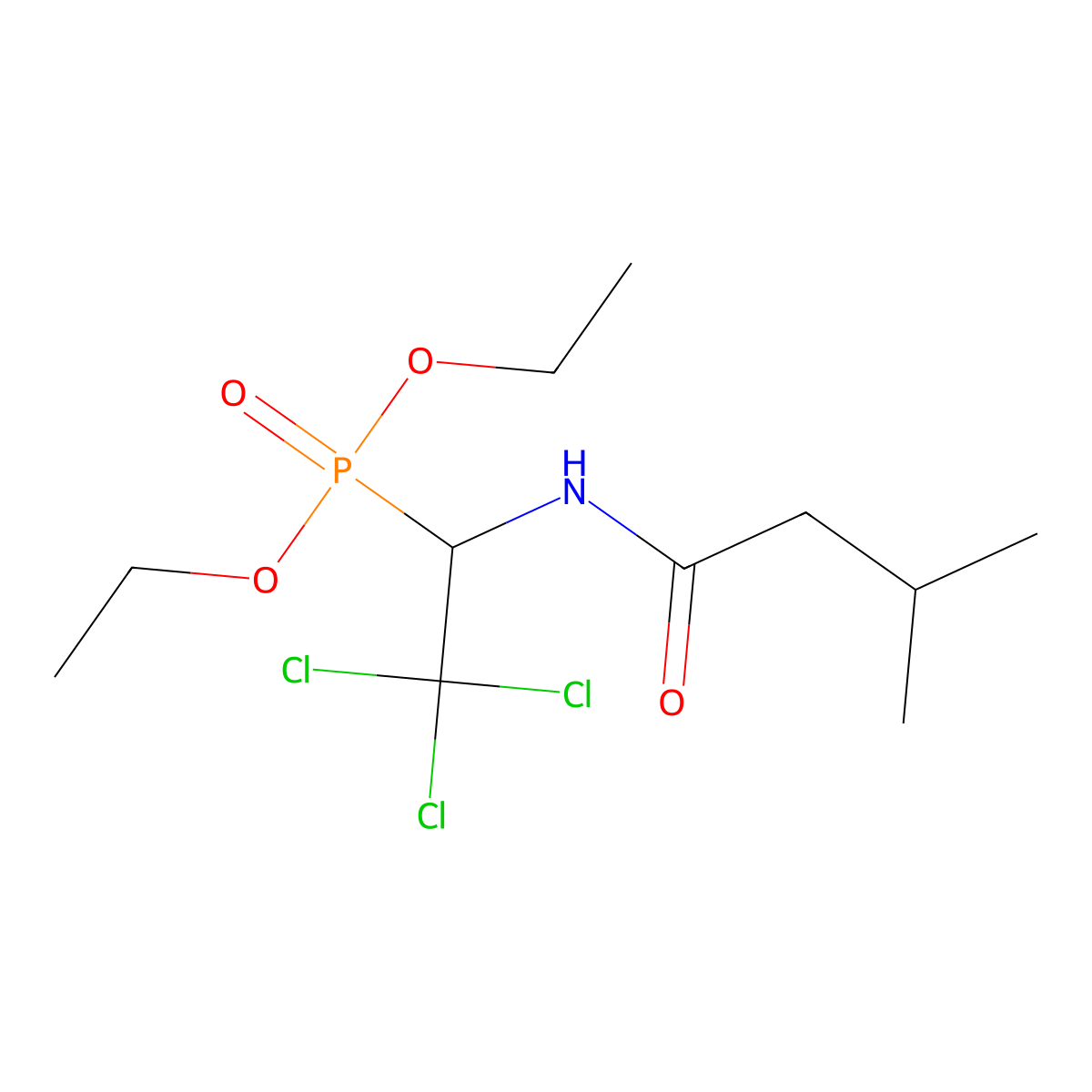 3-methyl-N-(2,2,2-trichloro-1-diethoxyphosphorylethyl)butanamide molecular structure, CAS 394240-27-8