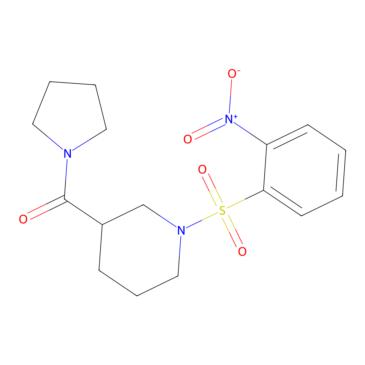 [1-(2-Nitrophenyl)sulfonylpiperidin-3-yl]-pyrrolidin-1-ylmethanone molecular structure, CAS 394245-74-0