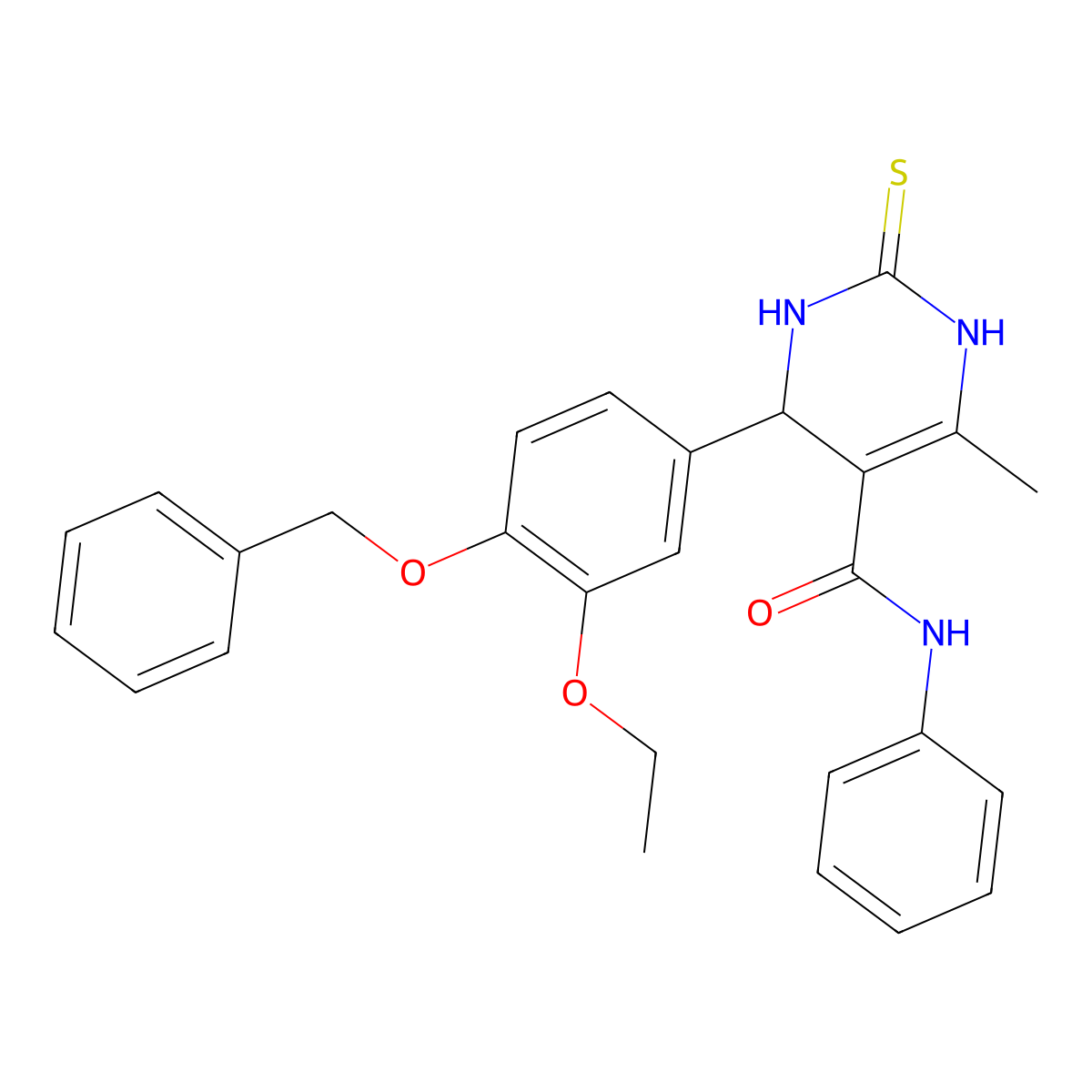 4-(4-(benzyloxy)-3-ethoxyphenyl)-6-methyl-N-phenyl-2-thioxo-1,2,3,4-tetrahydropyrimidine-5-carboxamide molecular structure, CAS 394245-80-8