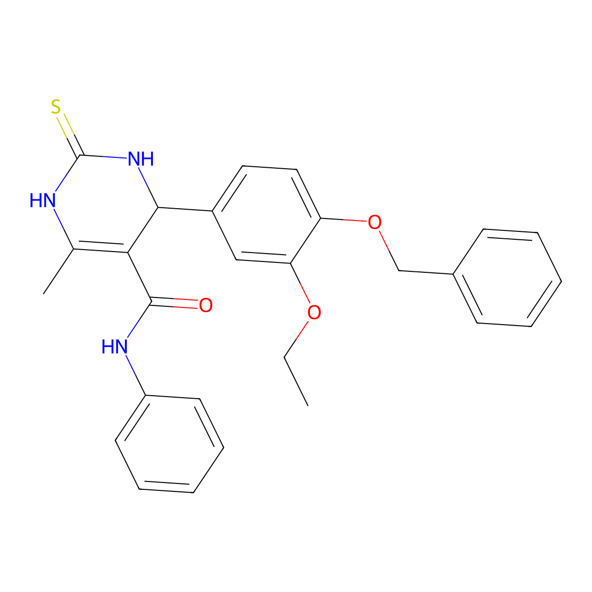 4-(4-(benzyloxy)-3-ethoxyphenyl)-6-methyl-N-phenyl-2-thioxo-1,2,3,4-tetrahydropyrimidine-5-carboxamide molecular structure, CAS 394245-80-8