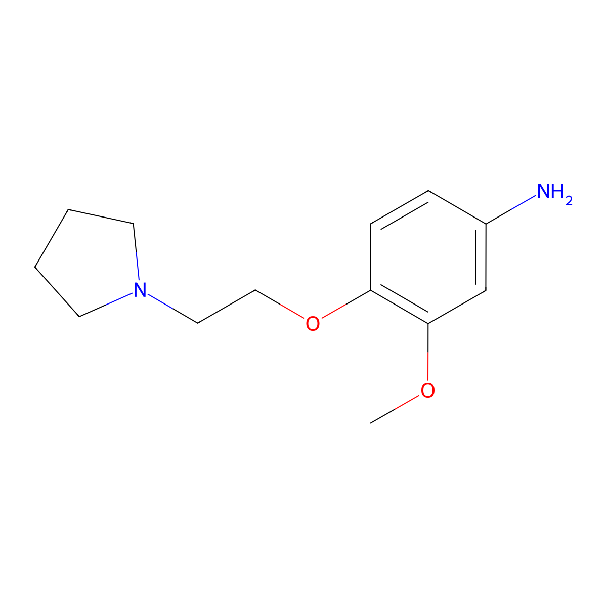 3-Methoxy-4-(2-(pyrrolidin-1-yl)ethoxy)aniline molecular structure, CAS 394248-90-9