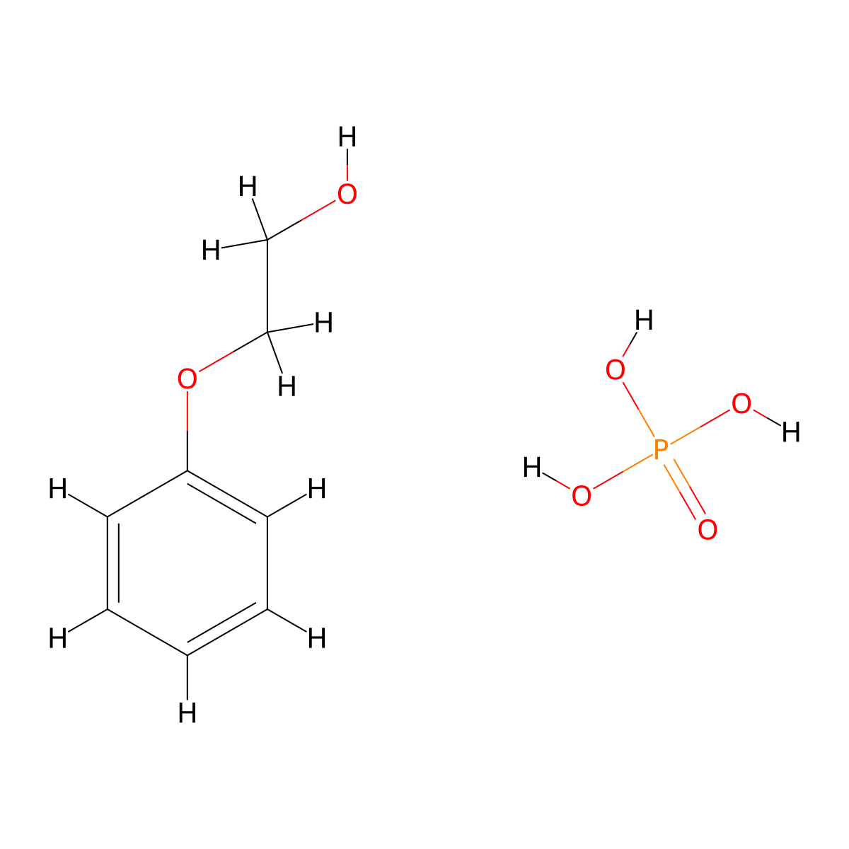 2-Phenoxyethanol;phosphoric acid molecular structure, CAS 39464-70-5