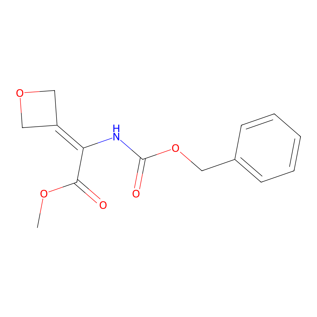 Methyl 2-(((benzyloxy)carbonyl)amino)-2-(oxetan-3-ylidene)acetate molecular structure, CAS 394653-39-5
