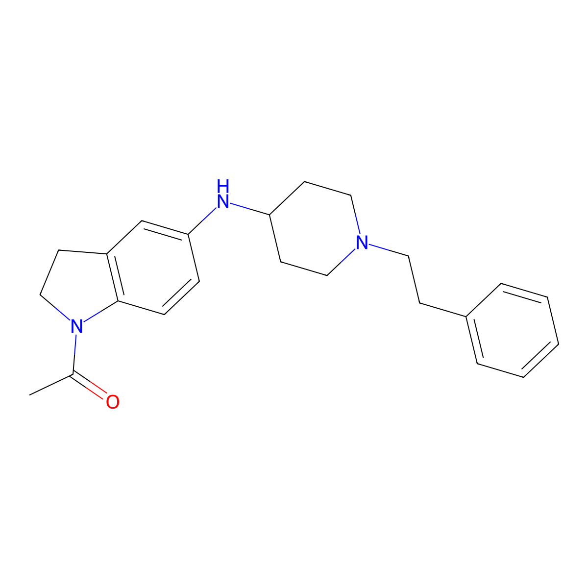 1-Acetyl-N-[1-(2-phenylethyl)piperidin-4-yl]-indolin-5-amine molecular structure, CAS 394653-85-1