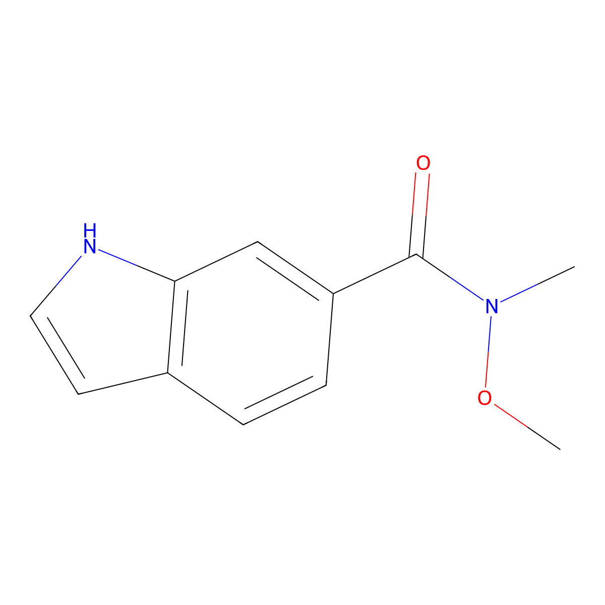 N-methoxy-N-methyl-1H-indole-6-carboxamide molecular structure, CAS 394653-94-2
