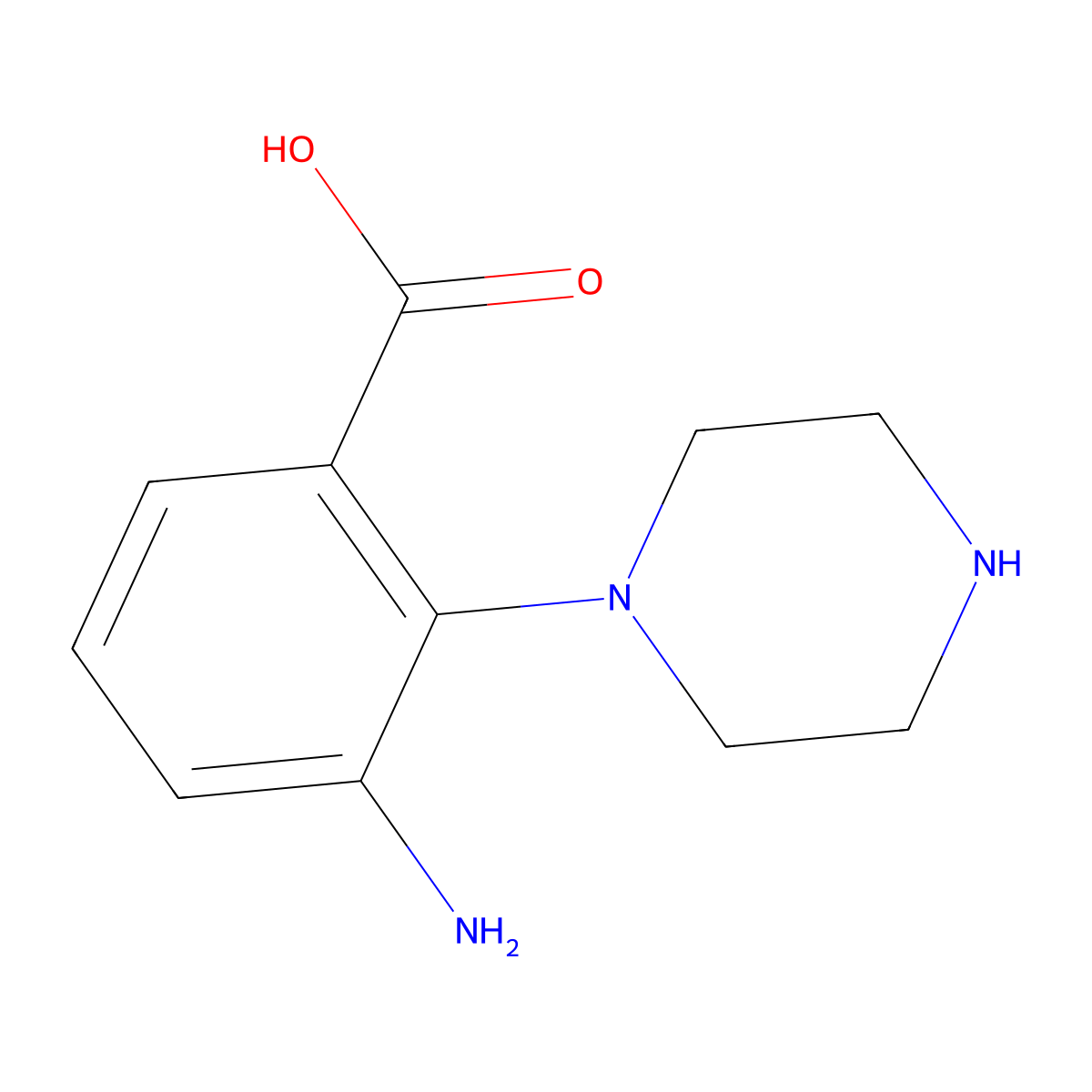 3-Amino-2-piperazin-1-ylbenzoic acid molecular structure, CAS 394655-10-8