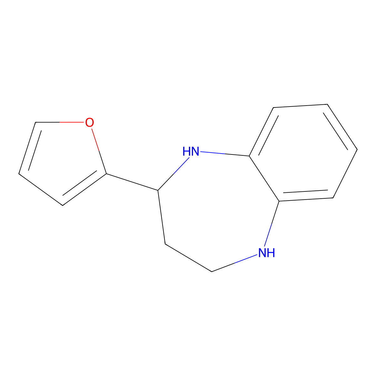 2-(furan-2-yl)-2,3,4,5-tetrahydro-1H-1,5-benzodiazepine molecular structure, CAS 394655-13-1