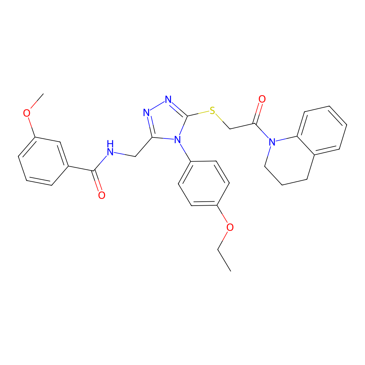 N-((5-((2-(3,4-dihydroquinolin-1(2H)-yl)-2-oxoethyl)thio)-4-(4-ethoxyphenyl)-4H-1,2,4-triazol-3-yl)methyl)-3-methoxybenzamide molecular structure, CAS 394659-71-3