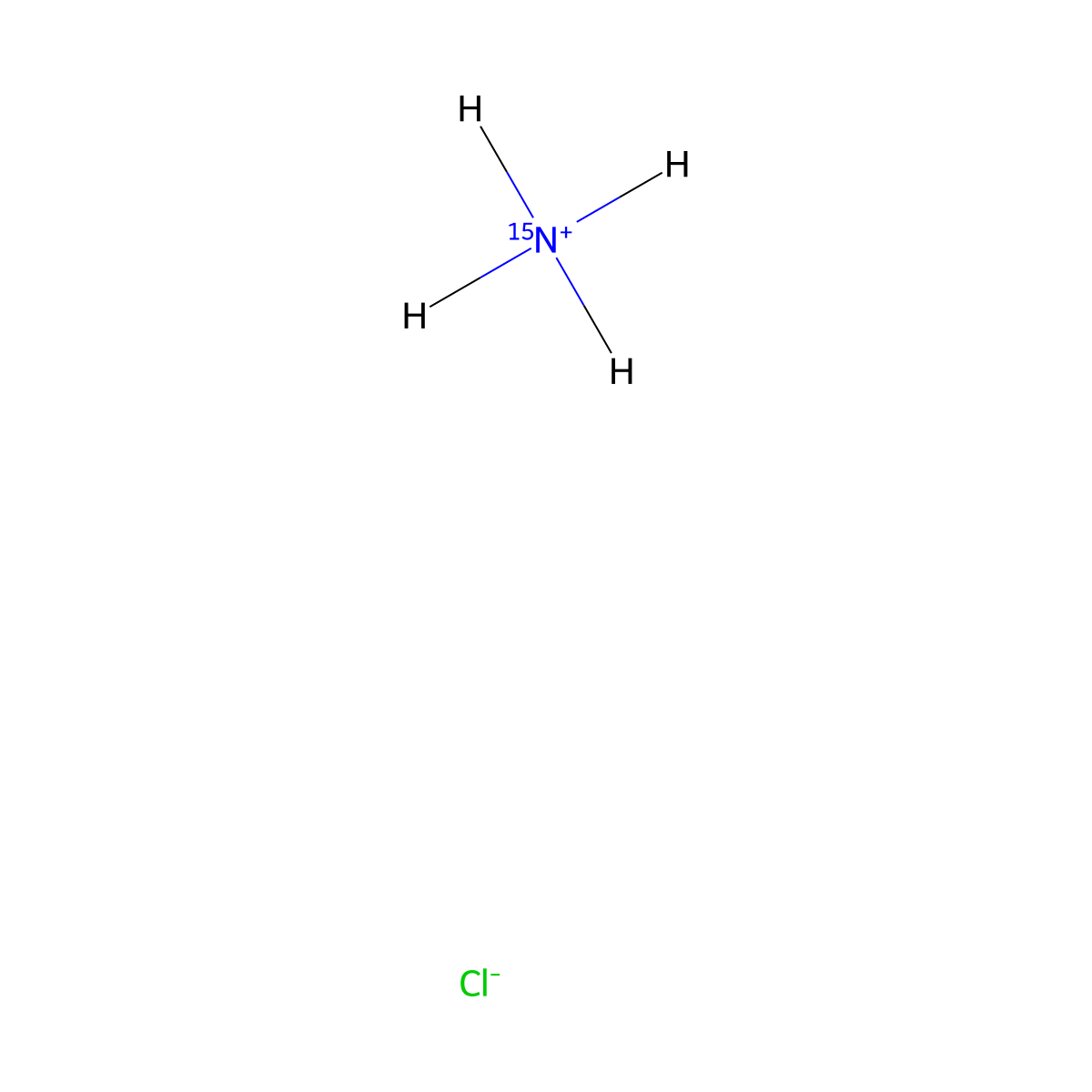 Ammonium 15N chloride, molecular structure, CAS 39466-62-1