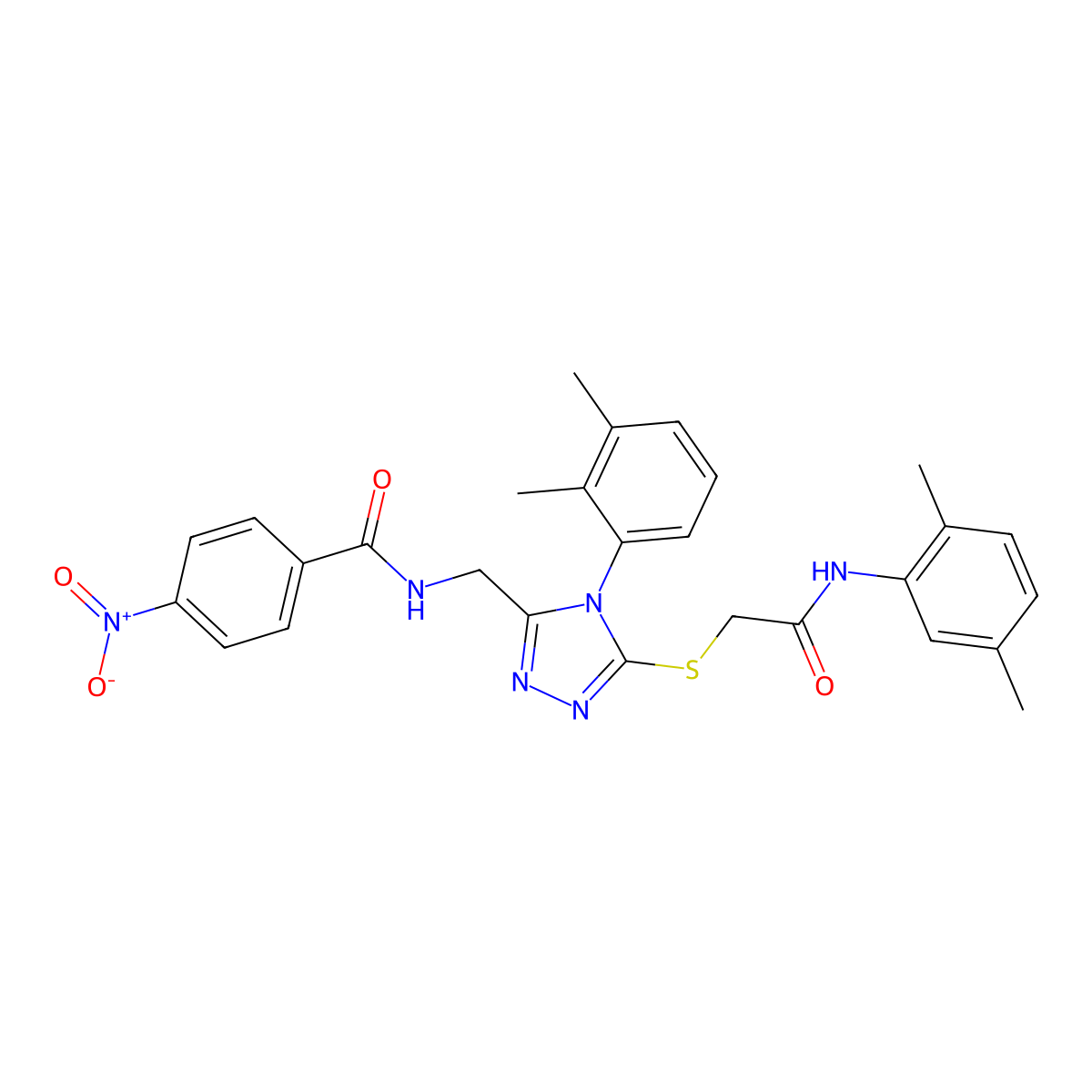 N-[[5-[2-(2,5-dimethylanilino)-2-oxoethyl]sulfanyl-4-(2,3-dimethylphenyl)-1,2,4-triazol-3-yl]methyl]-4-nitrobenzamide molecular structure, CAS 394662-77-2