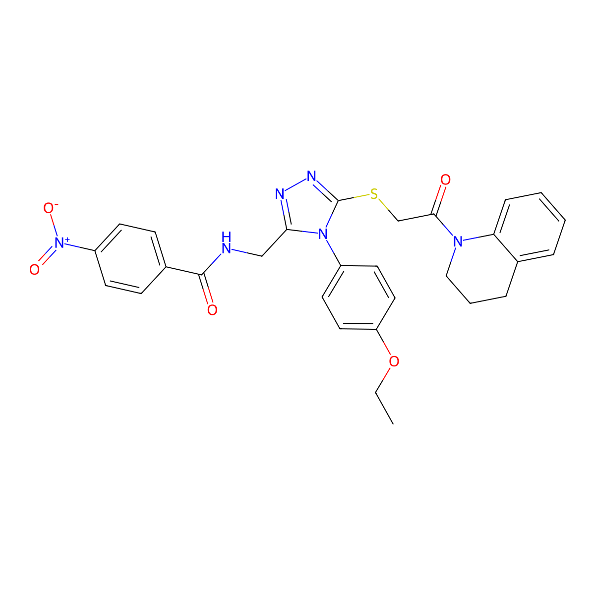 N-((5-((2-(3,4-dihydroquinolin-1(2H)-yl)-2-oxoethyl)thio)-4-(4-ethoxyphenyl)-4H-1,2,4-triazol-3-yl)methyl)-4-nitrobenzamide molecular structure, CAS 394663-21-9