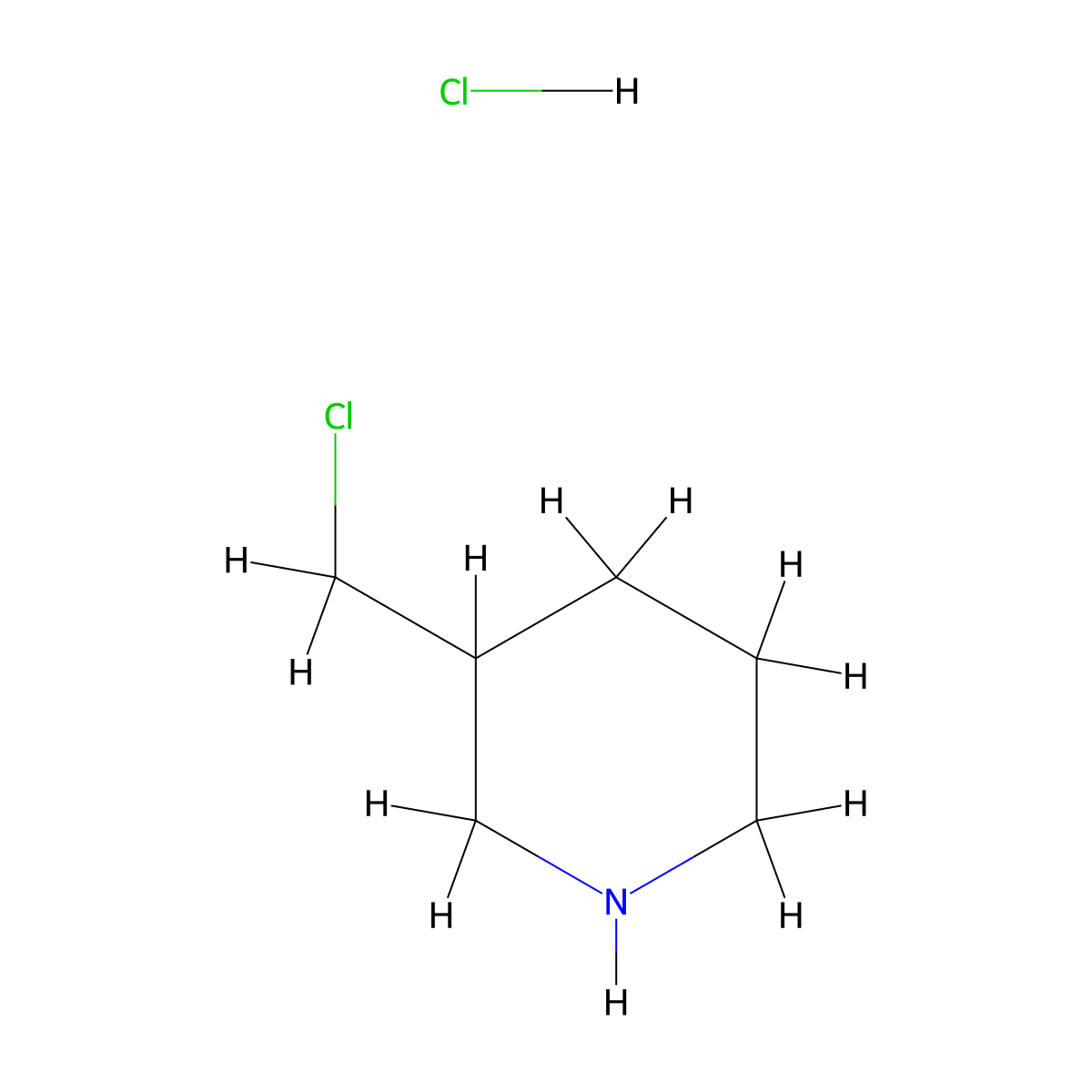 3-(Chloromethyl)piperidine hydrochloride molecular structure, CAS 3947-52-2
