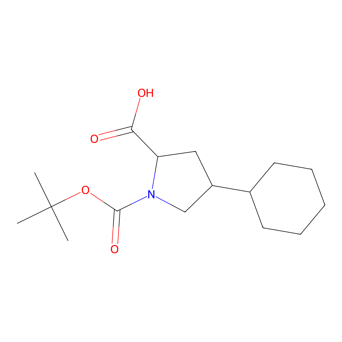 (2S,4S)-Boc-4-cyclohexyl-pyrrolidine-2-carboxylic acid molecular structure, CAS 394734-77-1