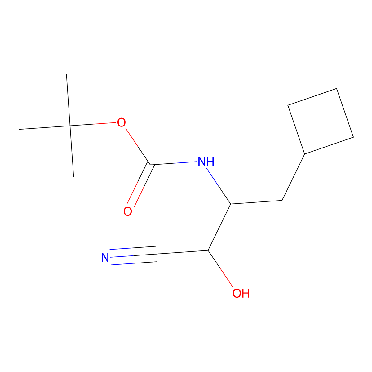 tert-Butyl (1-cyano-3-cyclobutyl-1-hydroxypropan-2-yl)carbamate molecular structure, CAS 394735-20-7