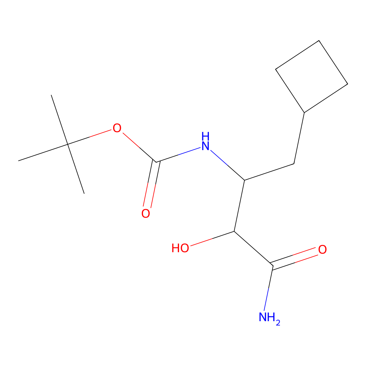 tert-Butyl (4-amino-1-cyclobutyl-3-hydroxy-4-oxobutan-2-yl)carbamate molecular structure, CAS 394735-22-9