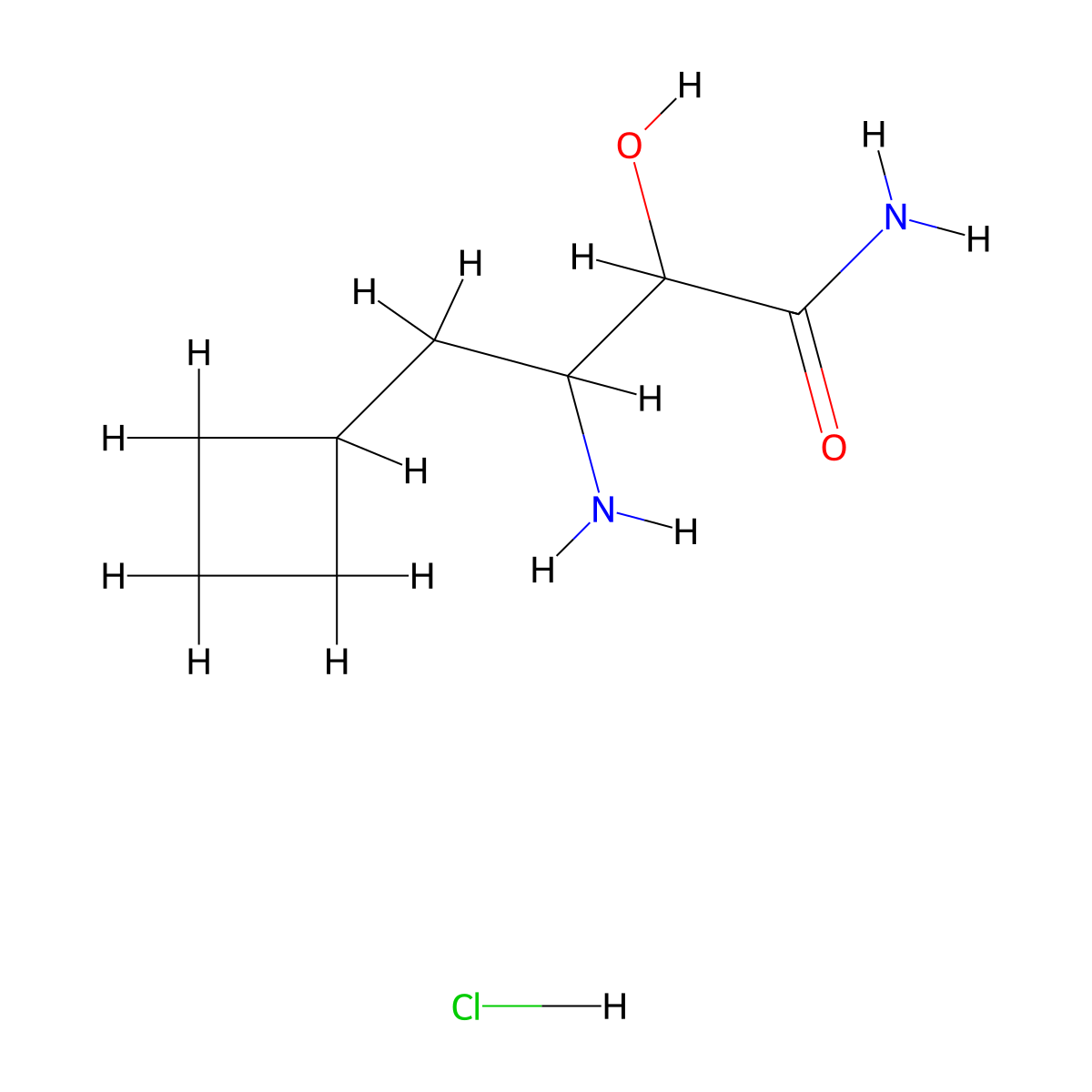 3-Amino-4-cyclobutyl-2-hydroxybutanamide hydrochloride molecular structure, CAS 394735-23-0