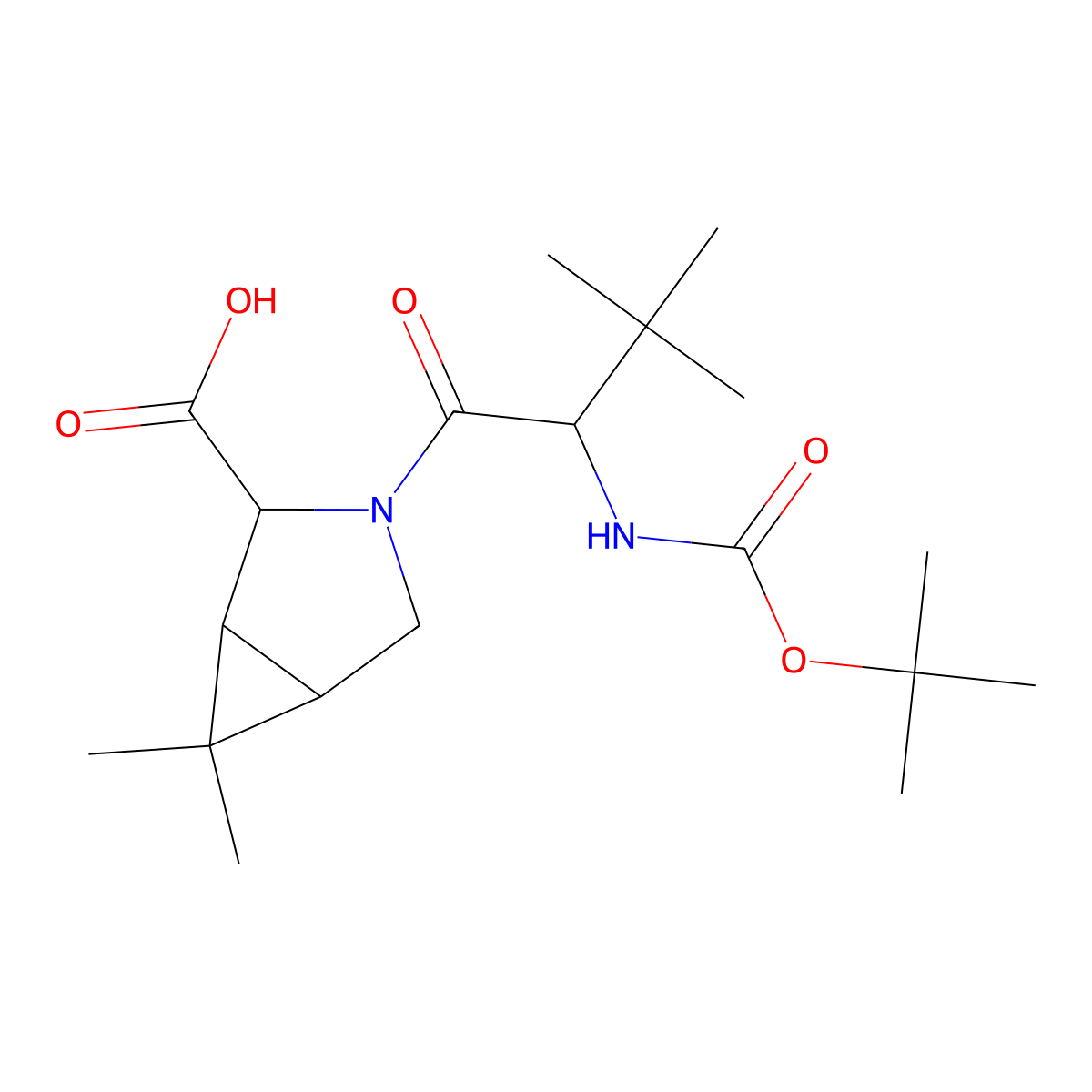 (1R,2S,5S)-3-((S)-2-((tert-Butoxycarbonyl)amino)-3,3-dimethylbutanoyl)-6,6-dimethyl-3-azabicyclo[3.1.0]hexane-2-carboxylic acid molecular structure, CAS 394735-37-6