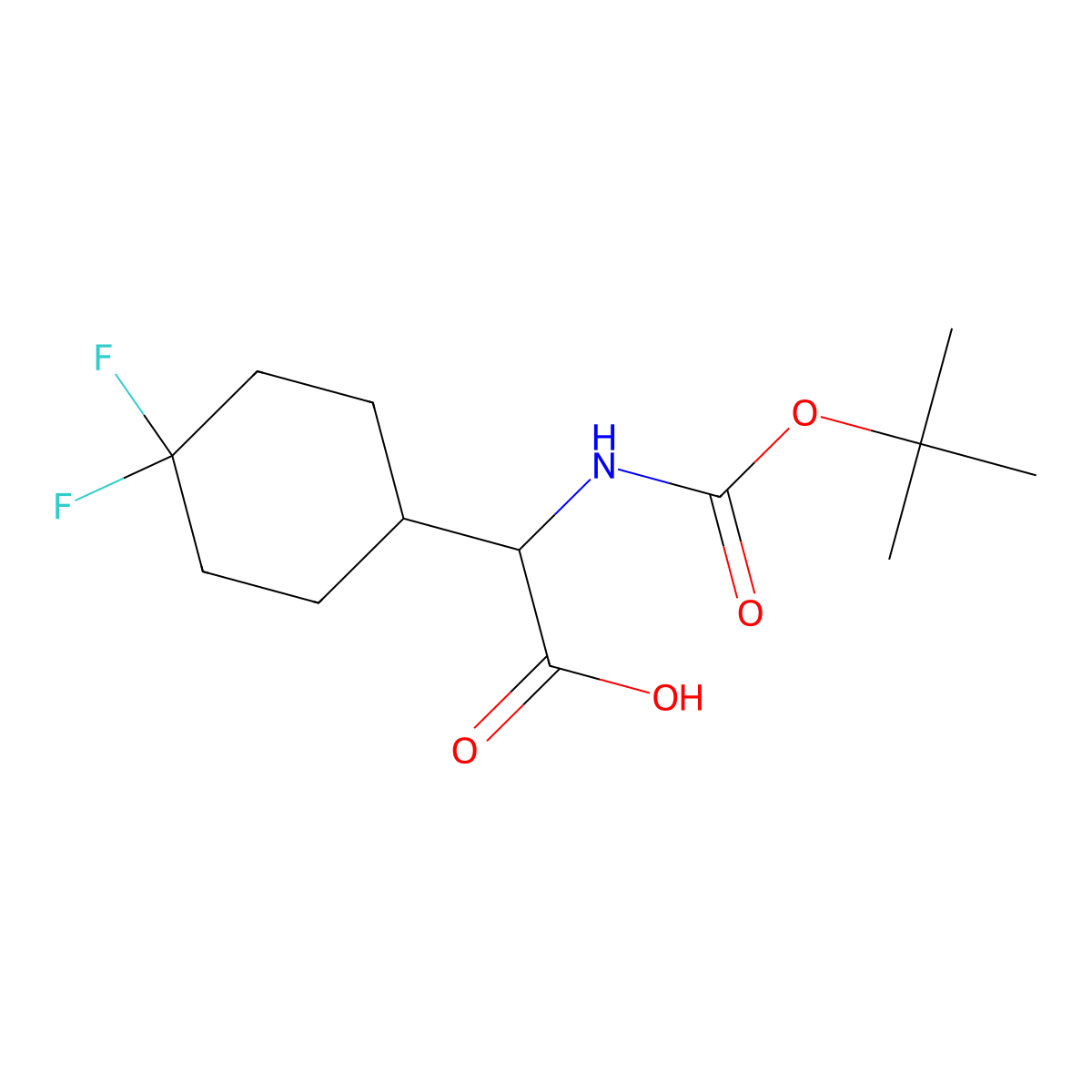 (S)-2-((tert-Butoxycarbonyl)amino)-2-(4,4-difluorocyclohexyl)acetic acid molecular structure, CAS 394735-65-0