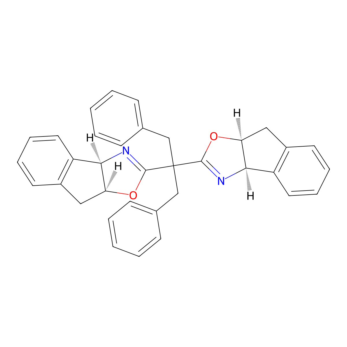 (3aR,3a'R,8aS,8a'S)-2,2'-(1,3-Diphenylpropane-2,2-diyl)bis(3a,8a-dihydro-8H-indeno[1,2-d]oxazole) molecular structure, CAS 394738-76-2