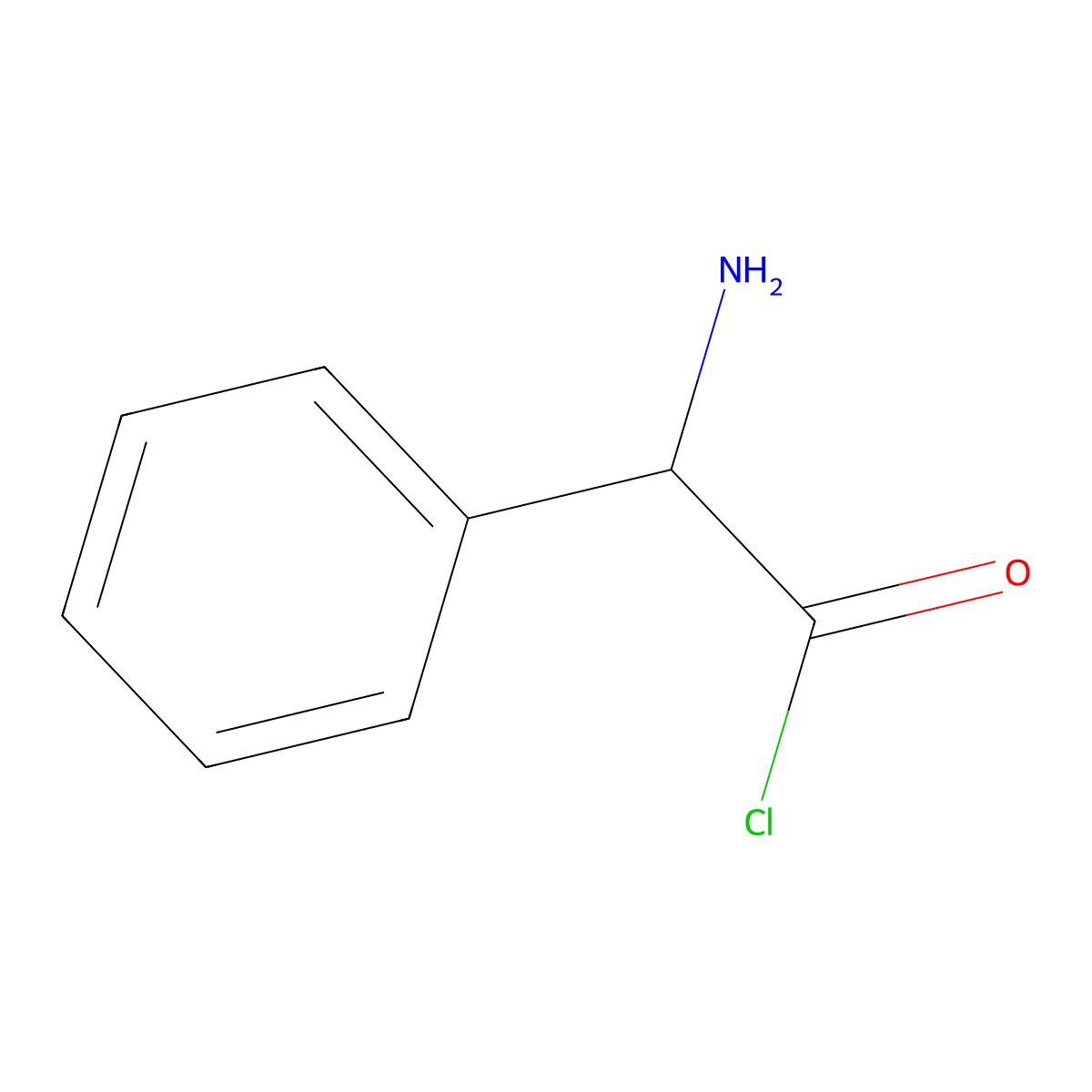 Phenylglycine chloride molecular structure, CAS 39478-47-2